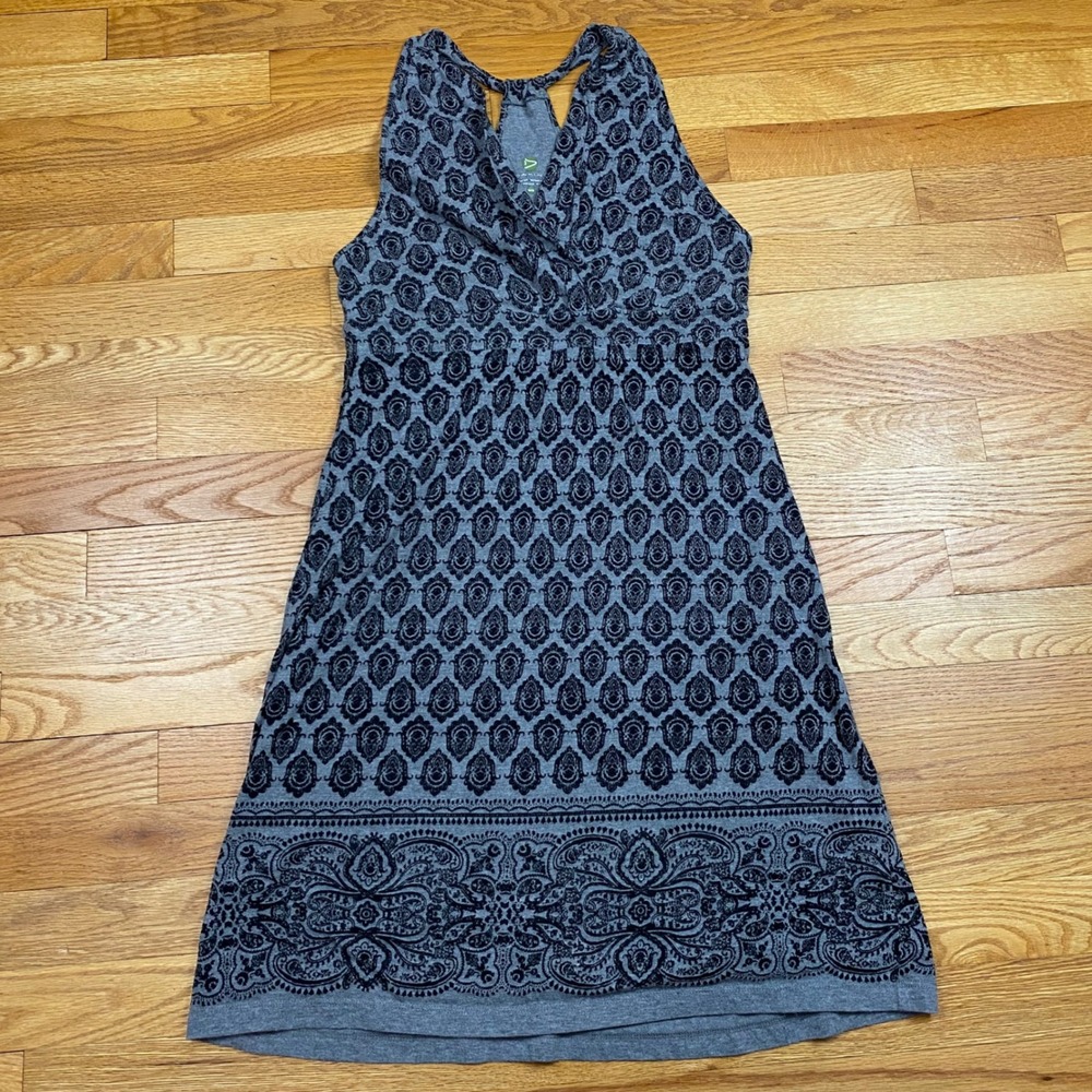 Dakini Paisley Damask Racerback Dress Womens‎ Medium Gray Boho Summer Casual